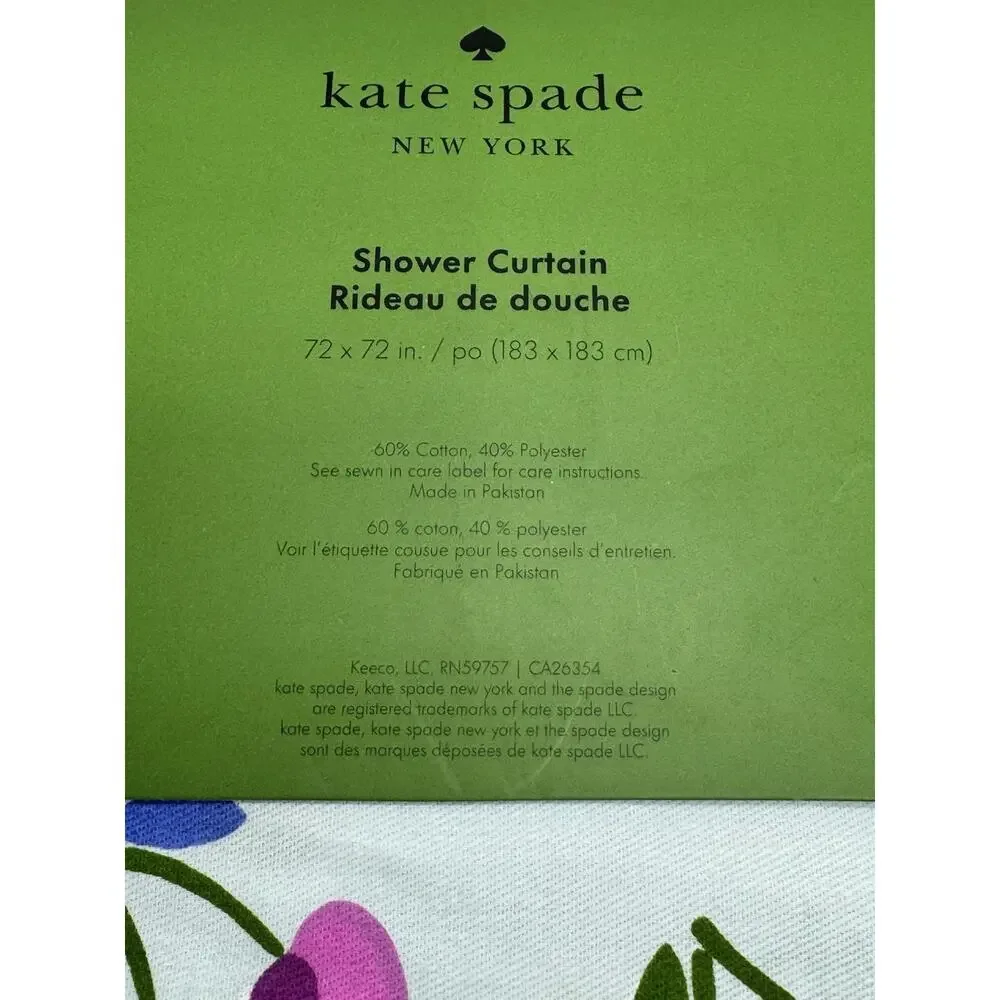 Kate Spade New York Blue Multi Color Cherries Fabric Shower Curtain Rainbow